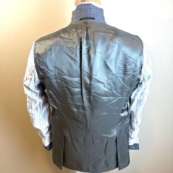 J.Hilburn Grey Plaid Loro Piana Super 130s Blazer 40R‎ EUC Read - Picture 6 of 12